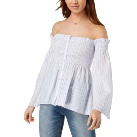#T159 ASTR The Label REVOLVE Shelby Bell Sleeve Stripe Smocked Top $64 - Picture 3 of 15
